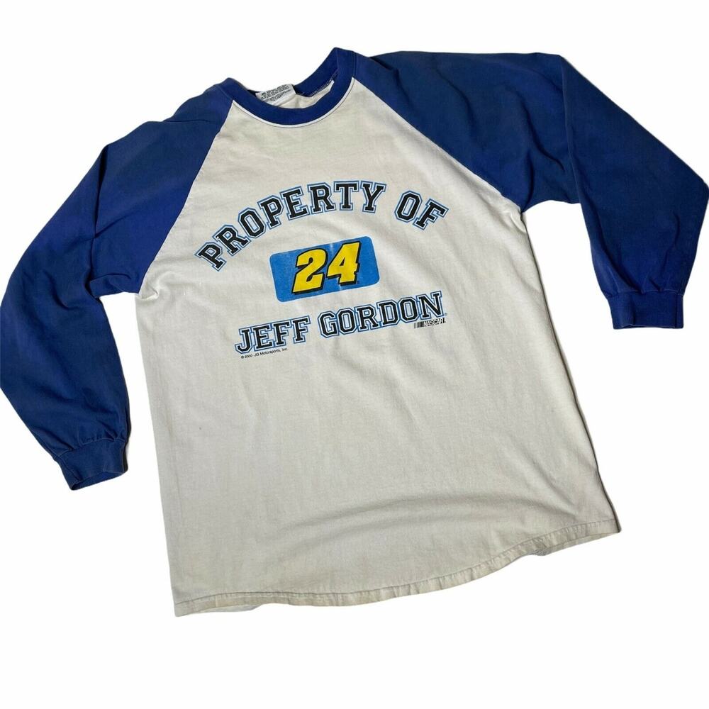 Vintage 2000 Jeff Gordon Baseball Ringer Tee Nascar 24 Size Large Long Sleeve